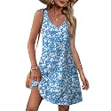 OFEEFAN Womens Summer Dresses 2026 V Neck Sleeveless Sundresses with Pockets Beach Vacation Clothes Floral/Plain