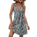 OFEEFAN Womens Summer Dresses 2026 V Neck Sleeveless Sundresses with Pockets Beach Vacation Clothes Floral/Plain