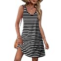 OFEEFAN Womens Summer Dresses 2026 V Neck Sleeveless Sundresses with Pockets Beach Vacation Clothes Floral/Plain