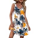 OFEEFAN Womens Summer Dresses 2026 V Neck Sleeveless Sundresses with Pockets Beach Vacation Clothes Floral/Plain