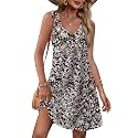 OFEEFAN Womens Summer Dresses 2026 V Neck Sleeveless Sundresses with Pockets Beach Vacation Clothes Floral/Plain