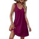 OFEEFAN Womens Summer Dresses 2026 V Neck Sleeveless Sundresses with Pockets Beach Vacation Clothes Floral/Plain