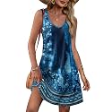 OFEEFAN Womens Summer Dresses 2026 V Neck Sleeveless Sundresses with Pockets Beach Vacation Clothes Floral/Plain