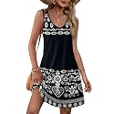 OFEEFAN Womens Summer Dresses 2026 V Neck Sleeveless Sundresses with Pockets Beach Vacation Clothes Floral/Plain