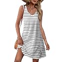 OFEEFAN Womens Summer Dresses 2026 V Neck Sleeveless Sundresses with Pockets Beach Vacation Clothes Floral/Plain