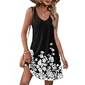 OFEEFAN Womens Summer Dresses 2026 V Neck Sleeveless Sundresses with Pockets Beach Vacation Clothes Floral/Plain