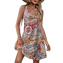 OFEEFAN Womens Summer Dresses 2026 V Neck Sleeveless Sundresses with Pockets Beach Vacation Clothes Floral/Plain