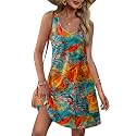 OFEEFAN Womens Summer Dresses 2026 V Neck Sleeveless Sundresses with Pockets Beach Vacation Clothes Floral/Plain