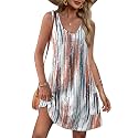 OFEEFAN Womens Summer Dresses 2026 V Neck Sleeveless Sundresses with Pockets Beach Vacation Clothes Floral/Plain