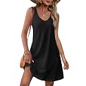 OFEEFAN Womens Summer Dresses 2026 V Neck Sleeveless Sundresses with Pockets Beach Vacation Clothes Floral/Plain