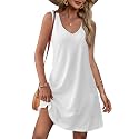OFEEFAN Womens Summer Dresses 2026 V Neck Sleeveless Sundresses with Pockets Beach Vacation Clothes Floral/Plain
