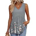 OFEEFAN Womens Tank Tops 2025 Flowy Peplum Tops for Women Dressy Sleeveless V Neck Babydoll Tank Tops