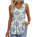 OFEEFAN Womens Tank Tops 2025 Flowy Peplum Tops for Women Dressy Sleeveless V Neck Babydoll Tank Tops