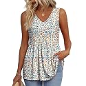 OFEEFAN Womens Tank Tops 2025 Flowy Peplum Tops for Women Dressy Sleeveless V Neck Babydoll Tank Tops