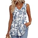 OFEEFAN Womens Tank Tops 2025 Flowy Peplum Tops for Women Dressy Sleeveless V Neck Babydoll Tank Tops
