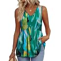 OFEEFAN Womens Tank Tops 2025 Flowy Peplum Tops for Women Dressy Sleeveless V Neck Babydoll Tank Tops