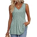 OFEEFAN Womens Tank Tops 2025 Flowy Peplum Tops for Women Dressy Sleeveless V Neck Babydoll Tank Tops