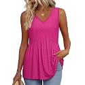 OFEEFAN Womens Tank Tops 2025 Flowy Peplum Tops for Women Dressy Sleeveless V Neck Babydoll Tank Tops