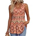 OFEEFAN Womens Tank Tops 2025 Flowy Peplum Tops for Women Dressy Sleeveless V Neck Babydoll Tank Tops