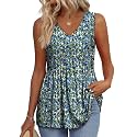 OFEEFAN Womens Tank Tops 2025 Flowy Peplum Tops for Women Dressy Sleeveless V Neck Babydoll Tank Tops