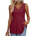 OFEEFAN Womens Tank Tops 2025 Flowy Peplum Tops for Women Dressy Sleeveless V Neck Babydoll Tank Tops