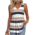 OFEEFAN Womens Tank Tops 2025 Flowy Peplum Tops for Women Dressy Sleeveless V Neck Babydoll Tank Tops