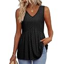 OFEEFAN Womens Tank Tops 2025 Flowy Peplum Tops for Women Dressy Sleeveless V Neck Babydoll Tank Tops