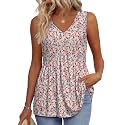 OFEEFAN Womens Tank Tops 2025 Flowy Peplum Tops for Women Dressy Sleeveless V Neck Babydoll Tank Tops