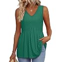 OFEEFAN Womens Tank Tops 2025 Flowy Peplum Tops for Women Dressy Sleeveless V Neck Babydoll Tank Tops
