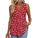 OFEEFAN Womens Tank Tops 2025 Flowy Peplum Tops for Women Dressy Sleeveless V Neck Babydoll Tank Tops