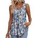 OFEEFAN Womens Tank Tops 2025 Flowy Peplum Tops for Women Dressy Sleeveless V Neck Babydoll Tank Tops