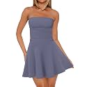 OFEEFAN Womens Tube Dresses Strapless Homecoming Graduation Formal Party Club Mini Dress Date Outfits