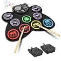 OFFCUP Electronic Drum Kit, 9 Drum Pad Electronic Drum Set, Portable Roll-Up Drum Pad Silicone Electronic Drum Set with Build-in Stereo Speakers, Great Birthday Gifts for Kids