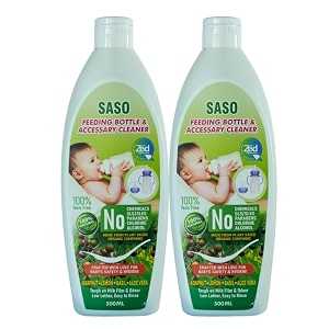 saso feeding bottle amp accessory cleaner  pack of 2 1000ml 100 natural amp chemical-free  safe for babies  removes milk residue amp odor 