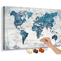 Office Artwork Map of the World Push Pin Board Travel Map Blue Pictures