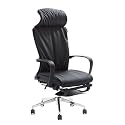 Office Chair Ergonomic Chair with Head Pillow Leather Office Chair Adjustable Swivel Boss Chair Comfortable High Back Chair Cadeira Gaming Study Chair(Black)