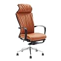 Office Chair Ergonomic Chair with Head Pillow Leather Office Chair Adjustable Swivel Boss Chair Comfortable High Back Chair Cadeira Gaming Study Chair(Orange)