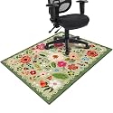 Office Chair Mat for Hardwood & Tile Floor,Boho Floral 36"x48" Office Computer Chair Mat for Rolling Chairs,Under Desk Non Slip Gaming Rug,Rubber Backing Large Low-Pile Carpet Protector Mat(Green)