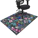 Office Chair Mat for Hardwood & Tile Floor,Boho Floral 36"x48" Office Computer Chair Mat for Rolling Chairs,Under Desk Non Slip Gaming Rug,Rubber Backing Large Low-Pile Carpet Protector Mat(Cyanblue)