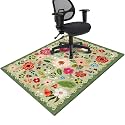 Office Chair Mat for Hardwood & Tile Floor,Boho Floral 60"x48" Office Computer Chair Mat for Rolling Chairs,Under Desk Non Slip Gaming Rug,Rubber Backing Large Low-Pile Carpet Protector Mat(Green)