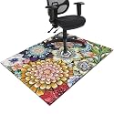 Office Chair Mat for Hardwood &amp; Tile Floor,Boho Floral 36"x48" Computer Chair Mat for Rolling Chairs Carpet,Under Desk Non Slip Gaming Rug,Low-Pile Rubber Backing Large Protector Mat(Mandala)