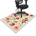 Office Chair Mat for Hardwood & Tile Floor,Boho Floral 36"x48" Office Computer Chair Mat for Rolling Chairs,Under Desk Non Slip Gaming Rug,Rubber Backing Large Low-Pile Carpet Protector Mat(Beige)
