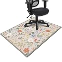 Office Chair Mat for Hardwood &amp; Tile Floor,Boho Floral 36"x48" Office Computer Chair Mat for Rolling Chairs,Under Desk Non Slip Gaming Rug,Rubber Backing Large Low-Pile Carpet Protector Mat(Cream)