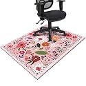 Office Chair Mat for Hardwood &amp; Tile Floor,Boho Floral 36"x48" Computer Chair Mat for Rolling Chairs Carpet,Under Desk Non Slip Gaming Rug,Low-Pile Rubber Backing Large Protector Mat(Pink)