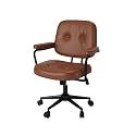 Office Chair Vintage PU Leather Office Chair Study Desk Office Seat with Armrest and Backrest Makeup Lift Swivel Chair for Female Bedroom Cadeira