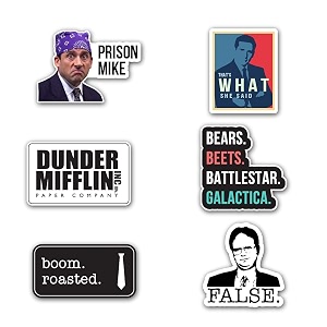 the office laptop stickers  set of 6  vinyl decals  matte finish