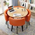 Office Table and Chairs Set, Round Dining Table and Chairs Set 4, Office Reception Room Club Table and Chair Set,Space-Saving Small Meeting Room Table for Home Living Room Balcony Cafe Break