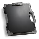 Officemate Carry-All Clipboard Storage Box, 15.75 x 13-Inches, Legal Size Document Organizer with Enclosed Storage Compartment, Reinforced Corners, Black/Gray