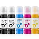 OFFICENTER T522 Ink Refill Bottles, 5‑Pack Refill Ink for ET-2800 ET-4800 ET-2400 ET-2903 ET-2803 ET-2410 ET-4903 ET-2900 ET-2400 Printers (2BK C M Y)