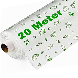 ofixo food wrapping paper roll - premium non-stick butter wrapping paper food wrapping paper re-heatable non stick paper parchment paper 20 meter